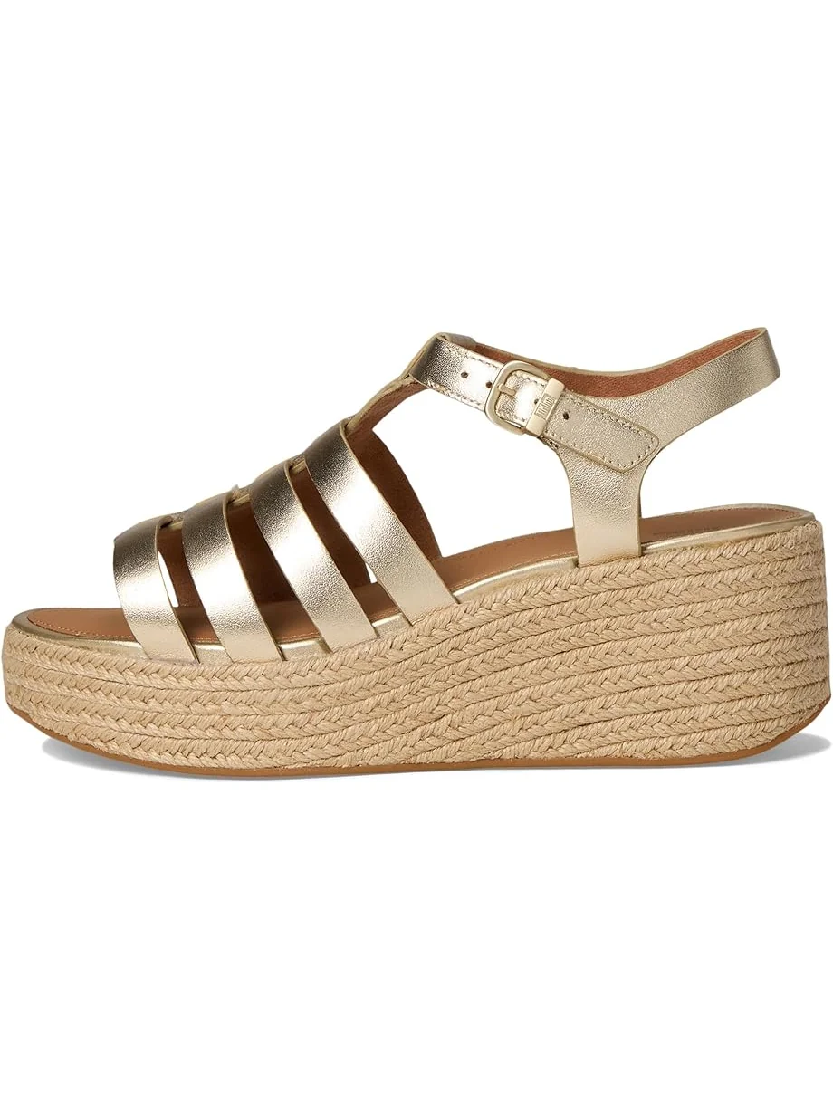 Женские сандалии-эспадрильи FitFlop Platfforms Espadrille Leather Fisherman Wedge — 4
