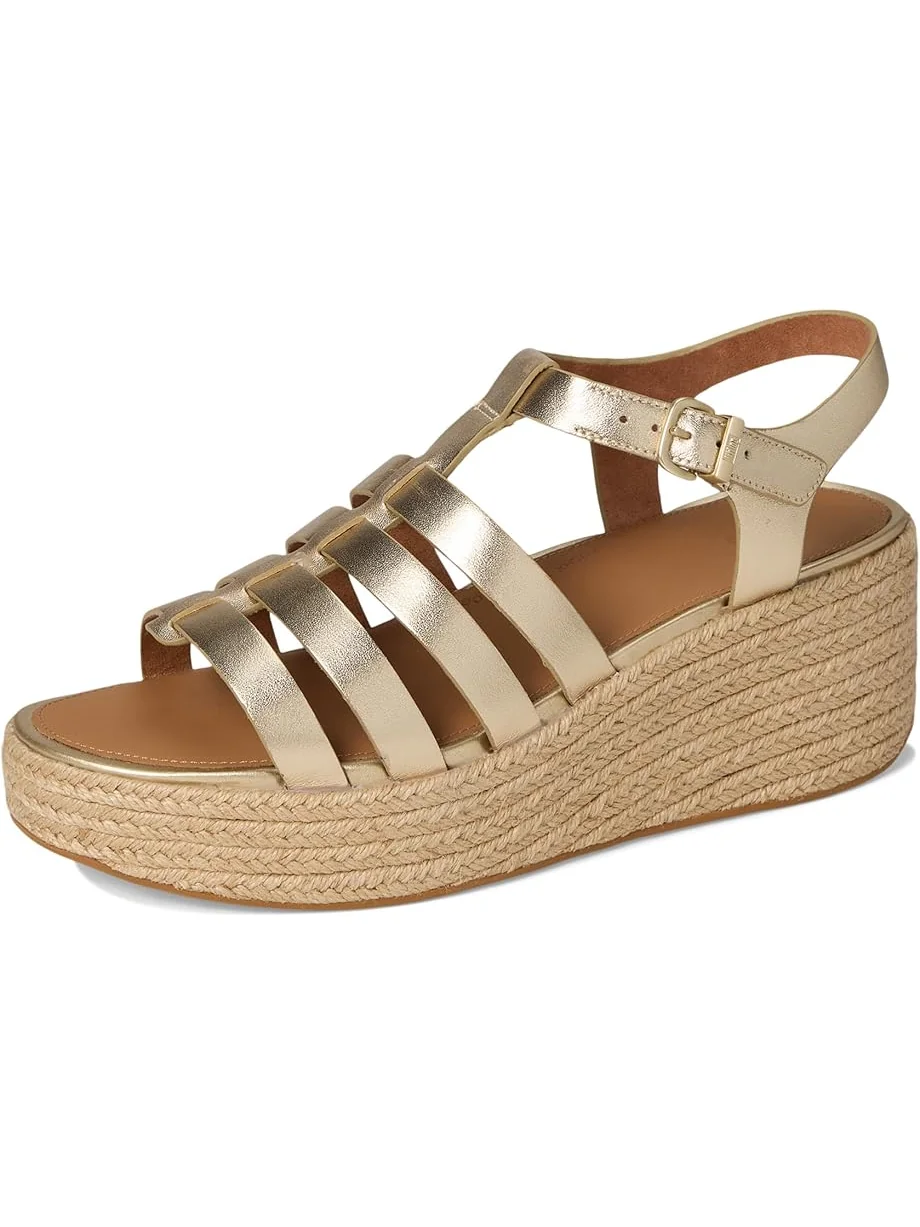 Женские сандалии-эспадрильи FitFlop Platfforms Espadrille Leather Fisherman Wedge — 7