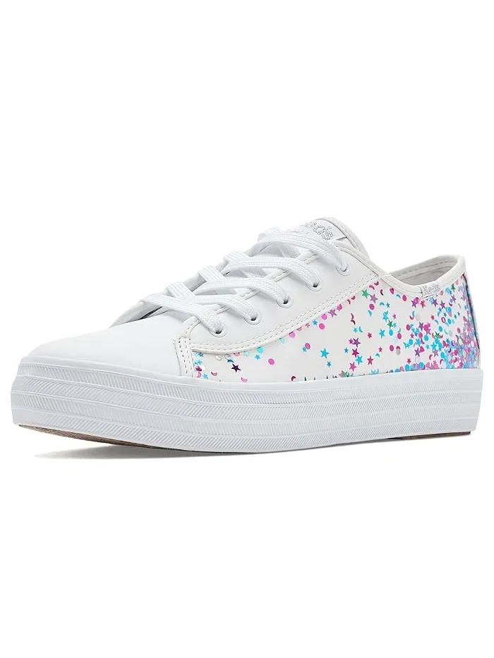 Кроссовки с блестками Triple Up Glitter Under Glass Keds Kids, Turquiose — голубой