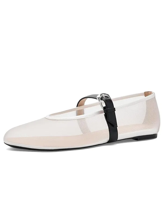 Туфли балетки Maryjane Sai Bareitall Stuart Weitzman — изображение 2 из 5, белый//черный