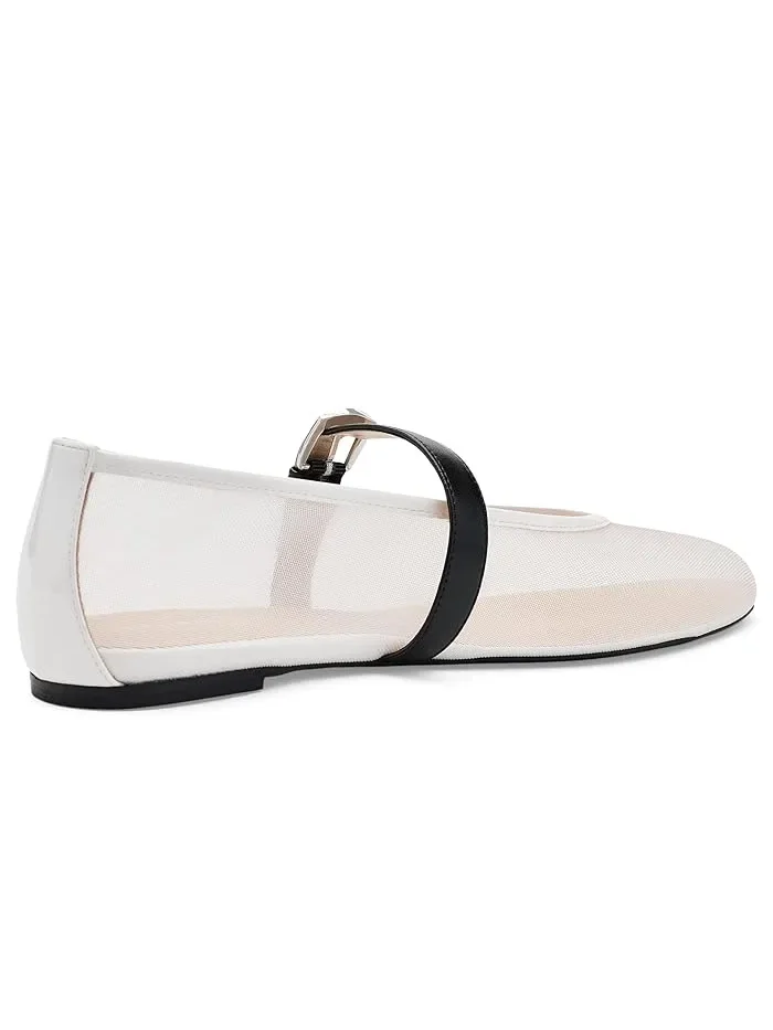 Туфли балетки Maryjane Sai Bareitall Stuart Weitzman — изображение 4 из 5, белый//черный