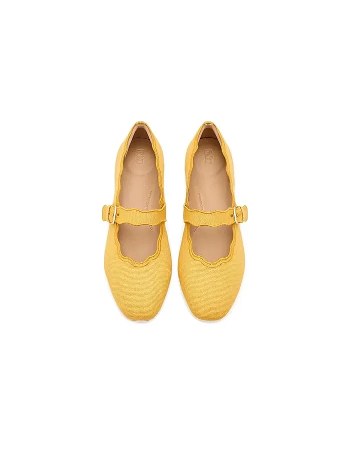 Туфли балетки с волнообразным кантом Delicato Wave-Edge Canvas Mary Janes FitFlop — 3