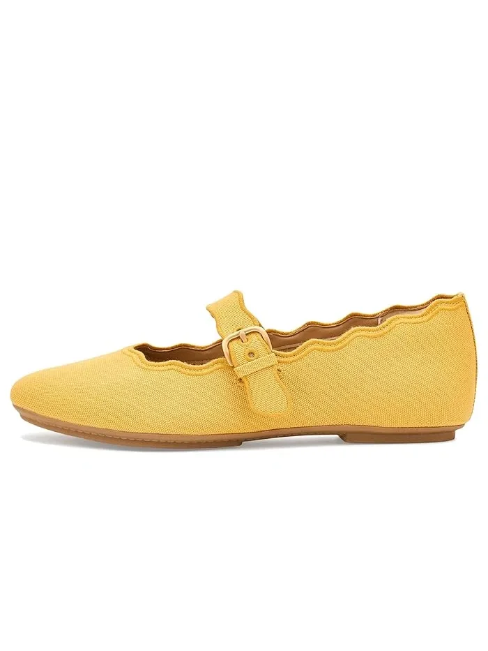 Туфли балетки с волнообразным кантом Delicato Wave-Edge Canvas Mary Janes FitFlop — 5