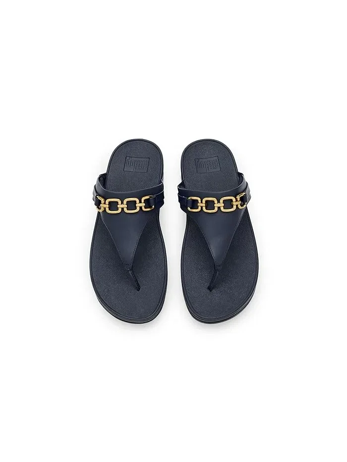 Шлепанцы Lulu Square-Chain Leather Toe-Post FitFlop — 3