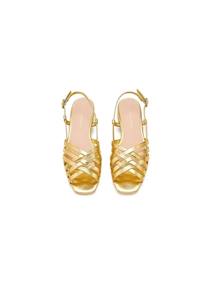 Сандалии с оберткой золотые Loeffler Randall, Vintage Zebra — 3