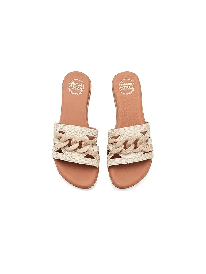 Сандалии с цепочкой Neela Andre Assous, Vanilla Raffia — 3