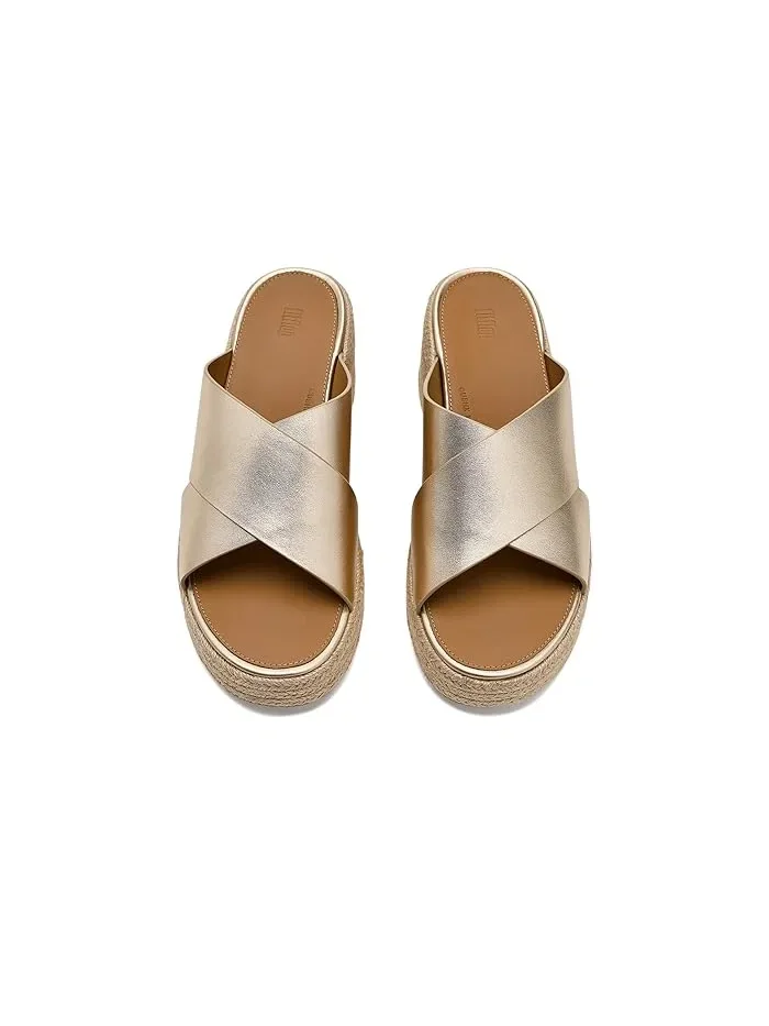 Сандалии кожаные на танкетке Platfforms Espadrille FitFlop — 3
