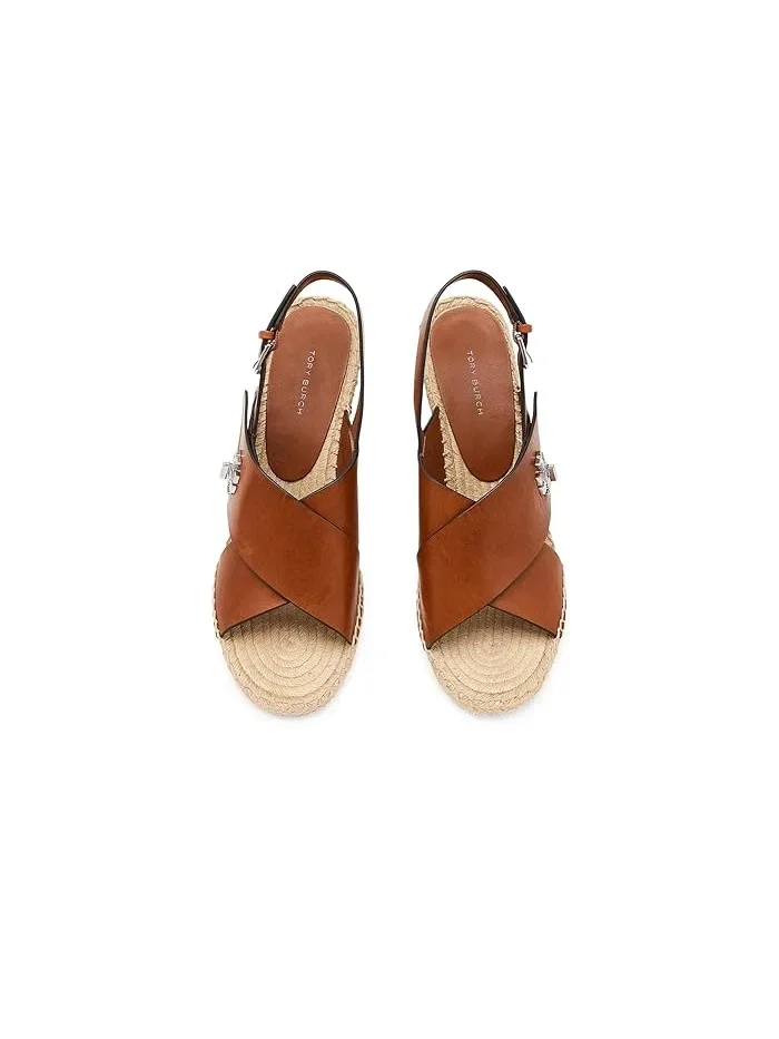 Босоножки на танкетке 85mm Turnlock Wedge Espadrille Tory Burch, Classic Cuoio — 3