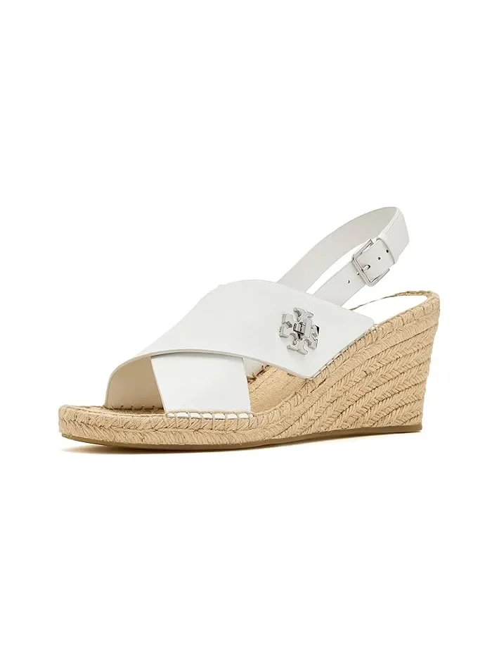 Туфли-эспадрильи на каблуке 85mm Turnlock Wedge Espadrille Tory Burch, Bianco Laredo — 2
