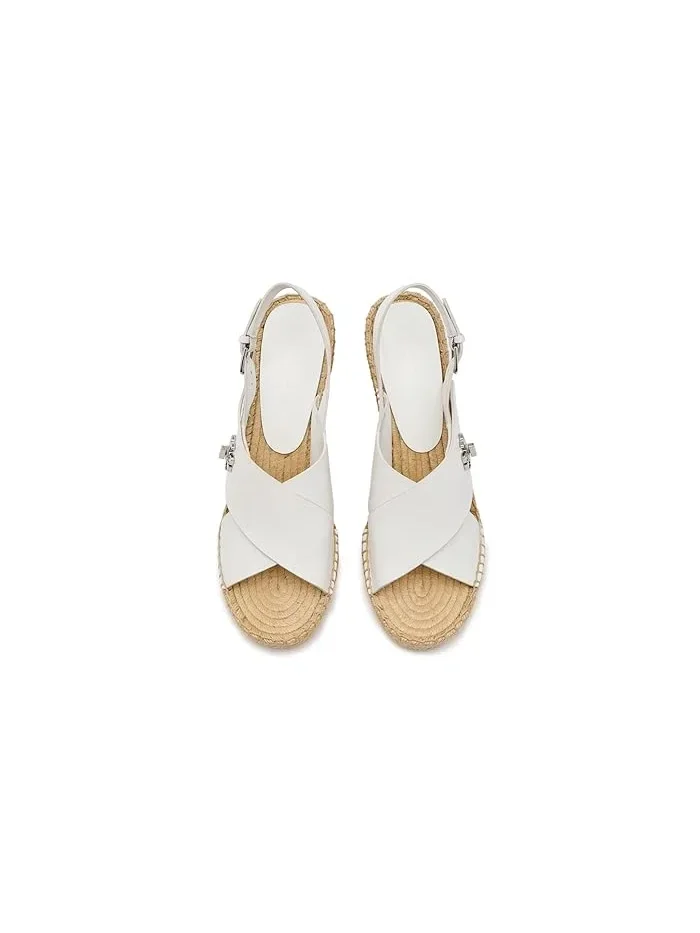 Туфли-эспадрильи на каблуке 85mm Turnlock Wedge Espadrille Tory Burch, Bianco Laredo — 3