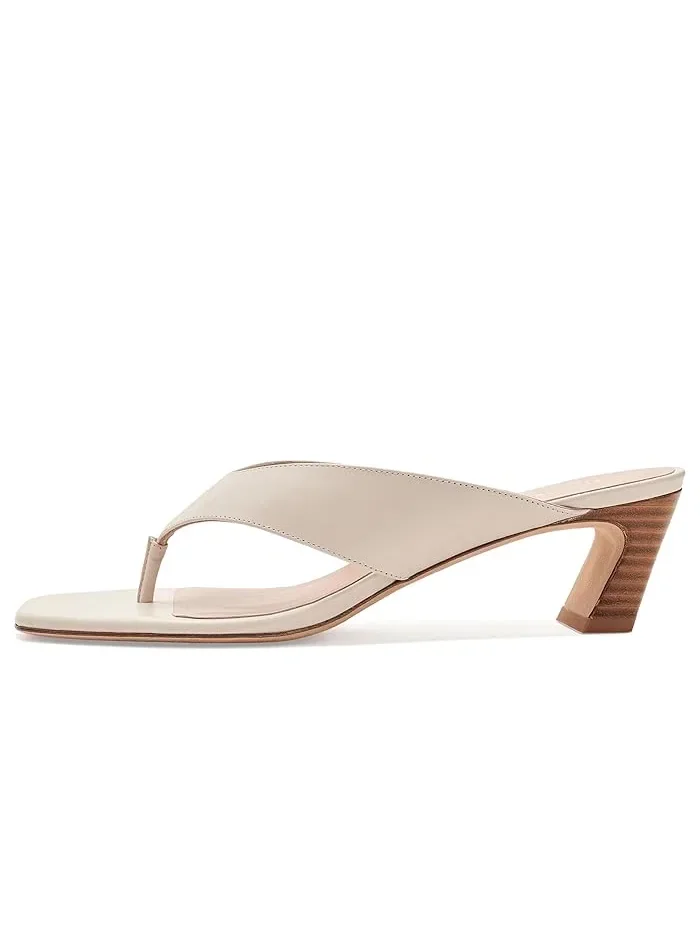 Босоножки с каблуком Stassi Thong 50 Stuart Weitzman, Linen/New Camel — 5