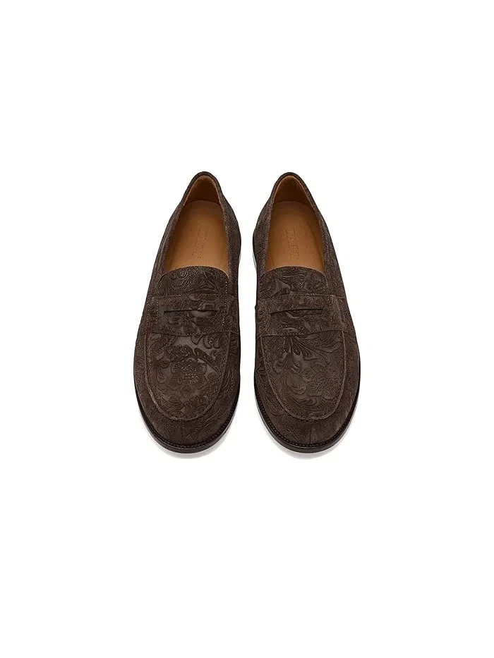 Лоферы Sterling из замши с цветочным тиснением Brown Floral, Taft — 3