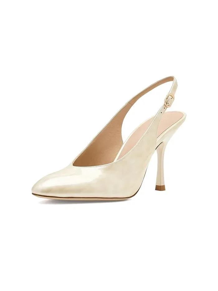 Туфли на каблуке Madison Slingback 85 Stuart Weitzman, Linen — 1
