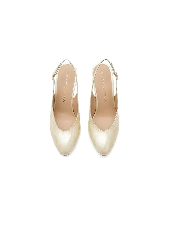 Туфли на каблуке Madison Slingback 85 Stuart Weitzman, Linen — 3