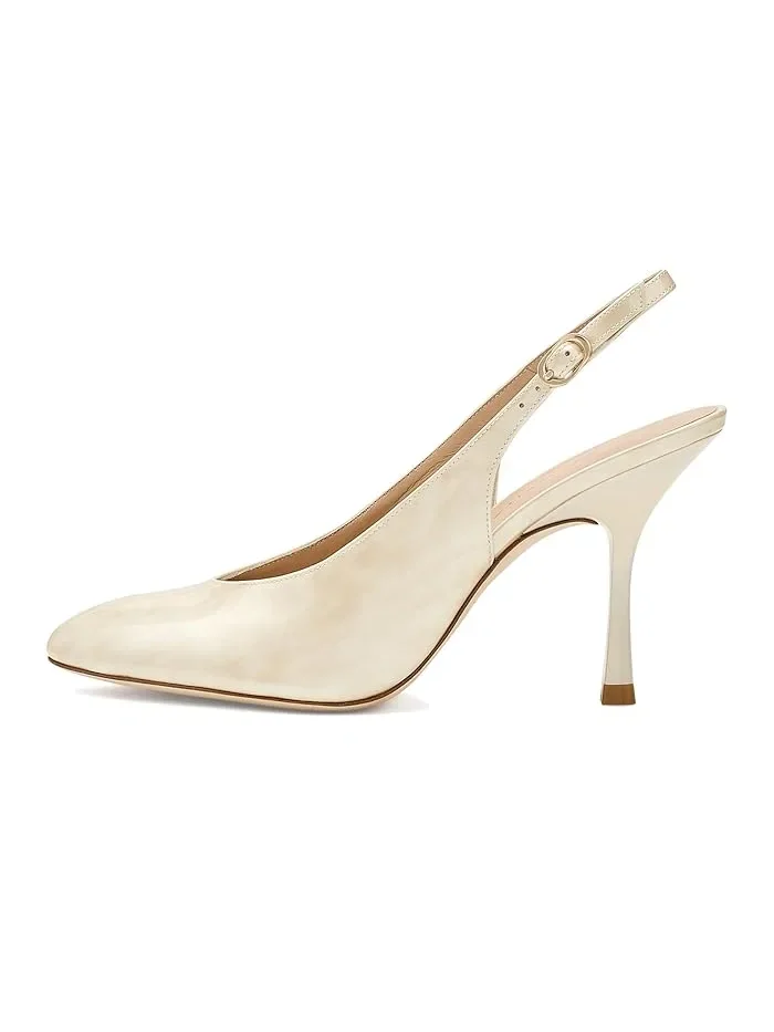 Туфли на каблуке Madison Slingback 85 Stuart Weitzman, Linen — 5