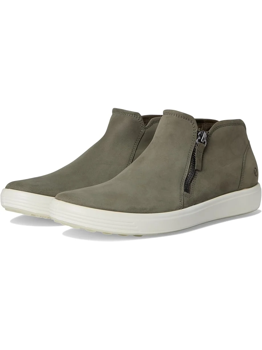 Ботильоны ECCO Soft 7 Low Cut Zip Bootie, женские, нубук — изображение 1 из 7, оливковый