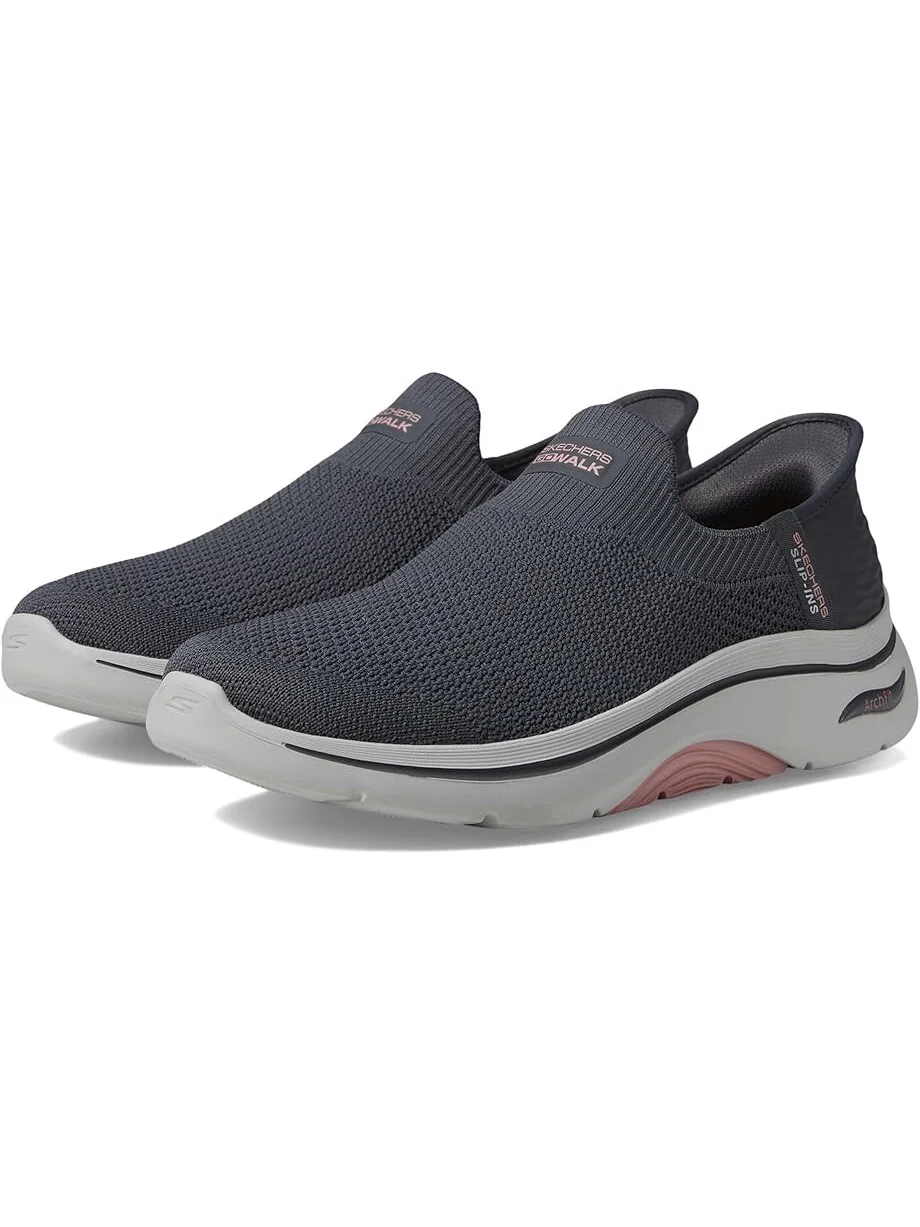 Кроссовки SKECHERS Go Walk Arch Fit 2.0 Val Hands Free Slip-Ins — изображение 1 из 4, темно-серый/розовый