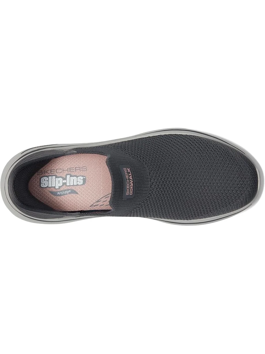 Кроссовки SKECHERS Go Walk Arch Fit 2.0 Val Hands Free Slip-Ins — изображение 2 из 4, темно-серый/розовый