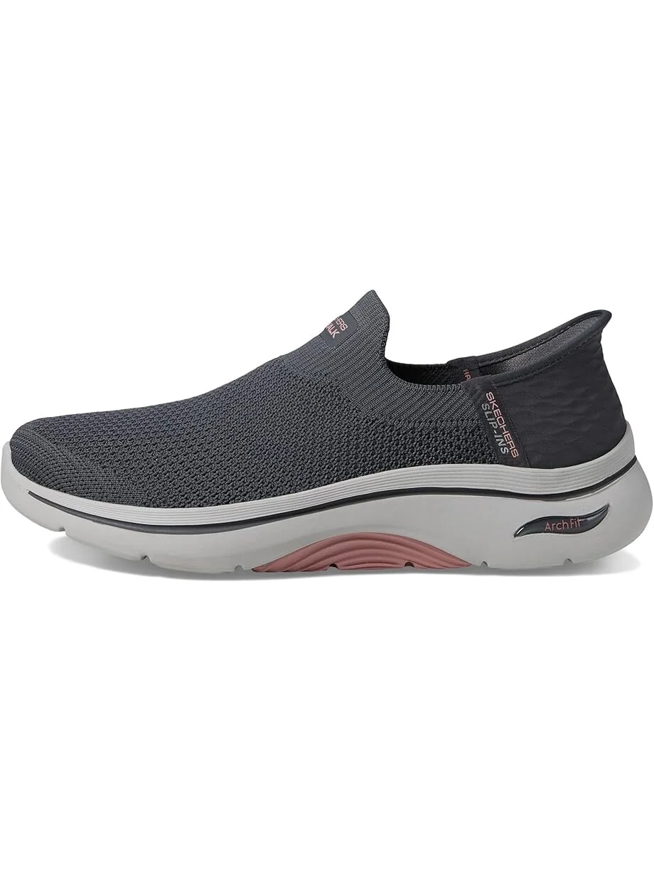 Кроссовки SKECHERS Go Walk Arch Fit 2.0 Val Hands Free Slip-Ins — изображение 4 из 4, темно-серый/розовый