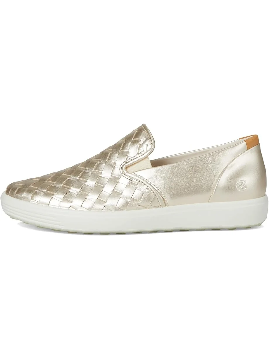 Кроссовки ECCO Soft 7 Woven Slip-On 3.0, женские — изображение 4 из 7, золотистый