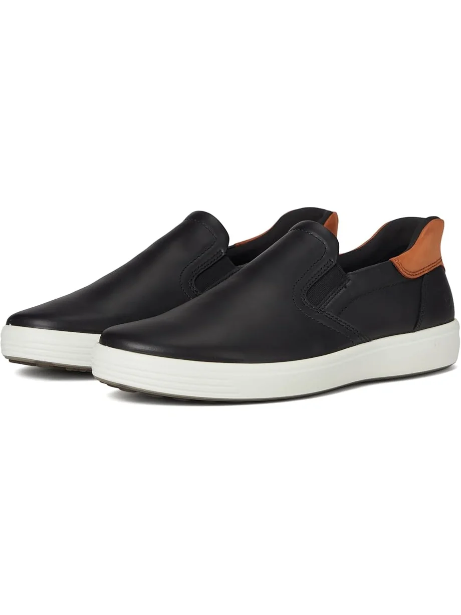Кроссовки ECCO Soft 7 Easy Slip On Sneaker, кожаные — изображение 1 из 7, черный, коричневый