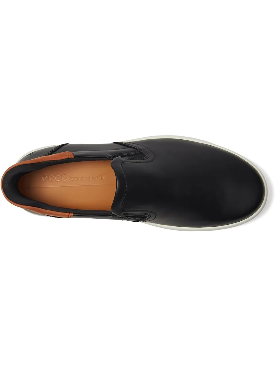 Кроссовки ECCO Soft 7 Easy Slip On Sneaker, кожаные — изображение 2 из 7, черный, коричневый
