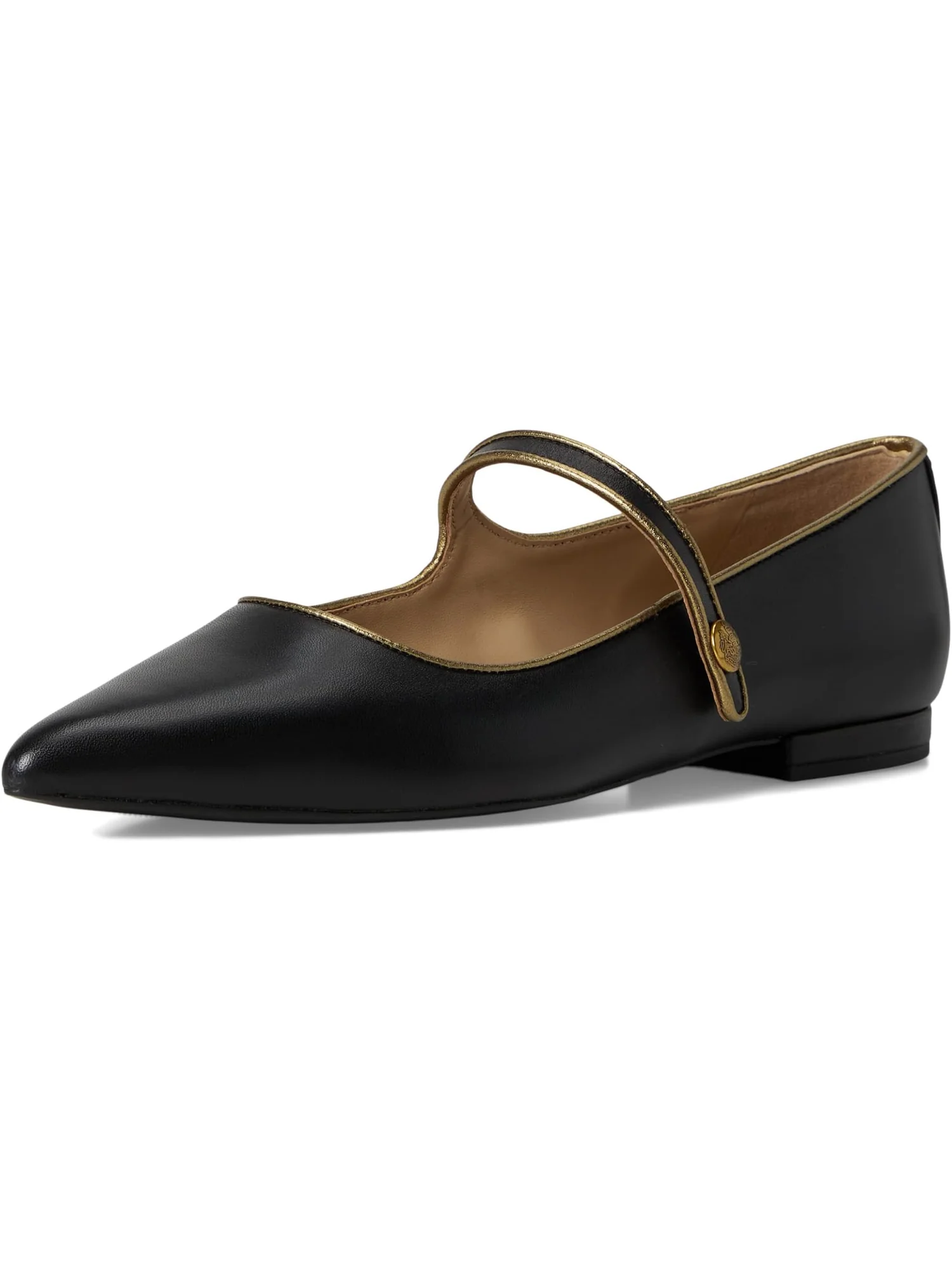 Балетки Lauren Ralph Lauren Londyn Metallic-Trim Leather Mary Jane — изображение 7 из 7, черный/золотистый