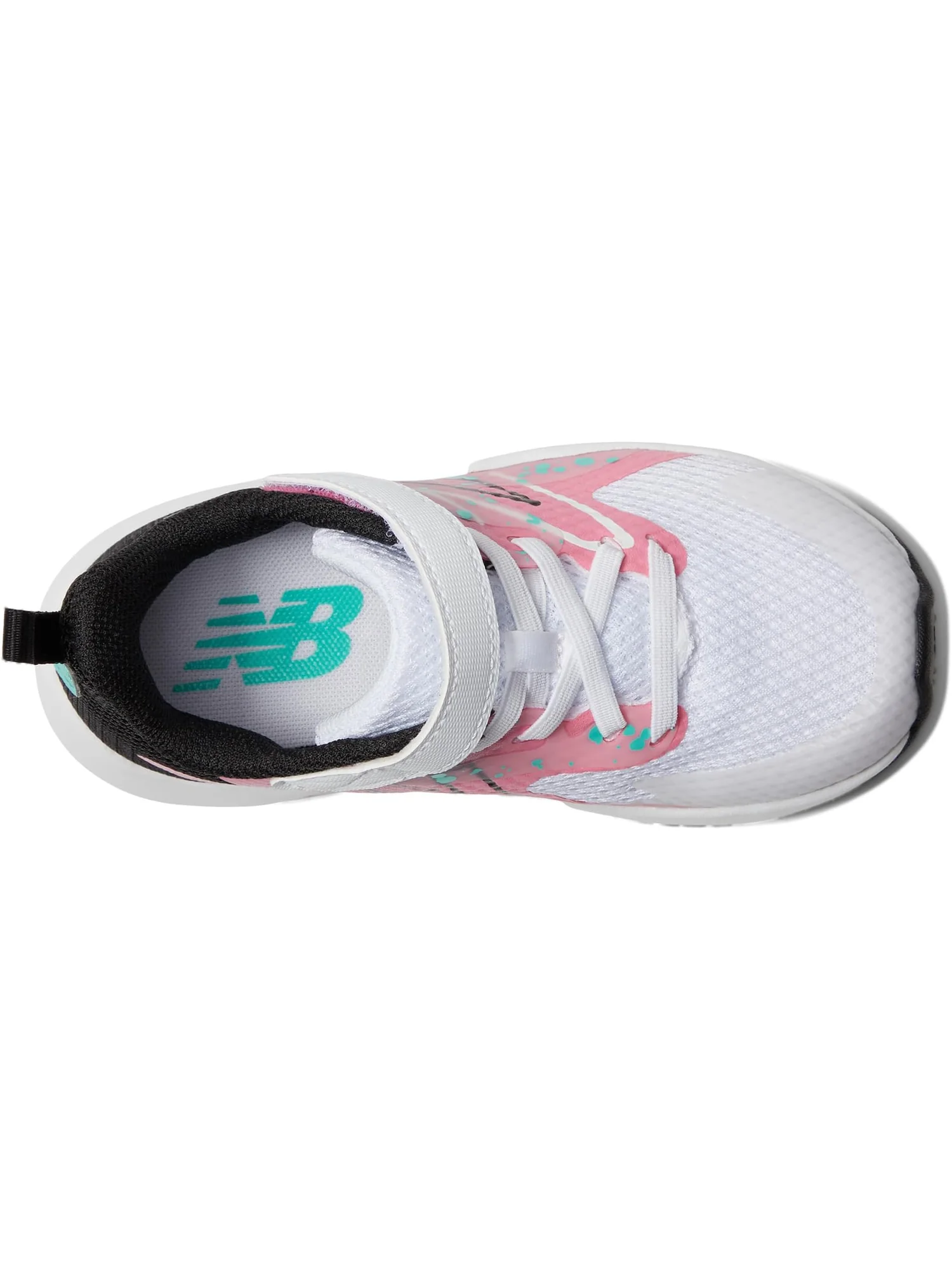 Кроссовки New Balance Kids Rave Run v2 Bungee Lace with Hook-and-Loop Top Strap — изображение 2 из 6, белый/розовый