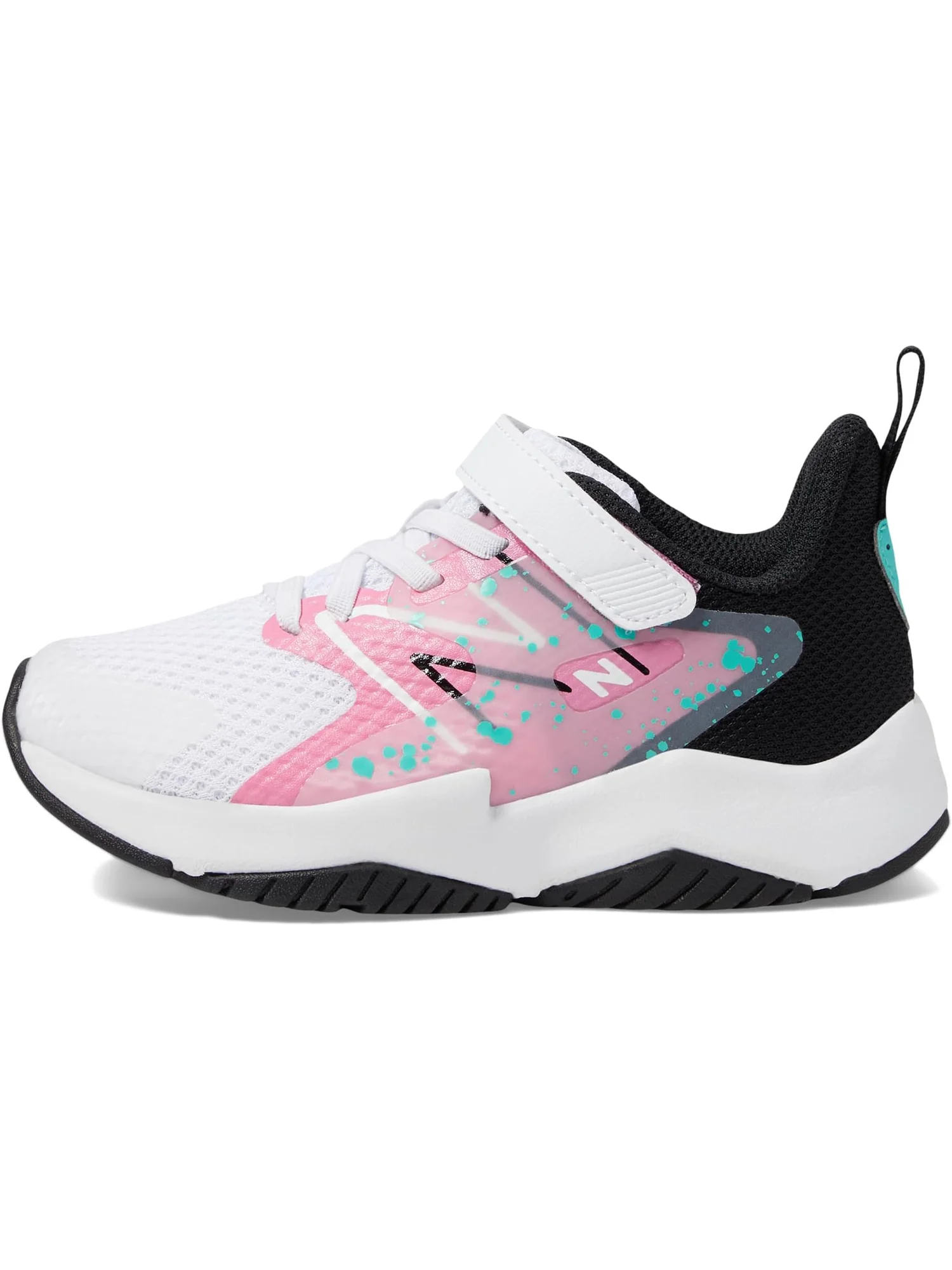 Кроссовки New Balance Kids Rave Run v2 Bungee Lace with Hook-and-Loop Top Strap — изображение 4 из 6, белый/розовый