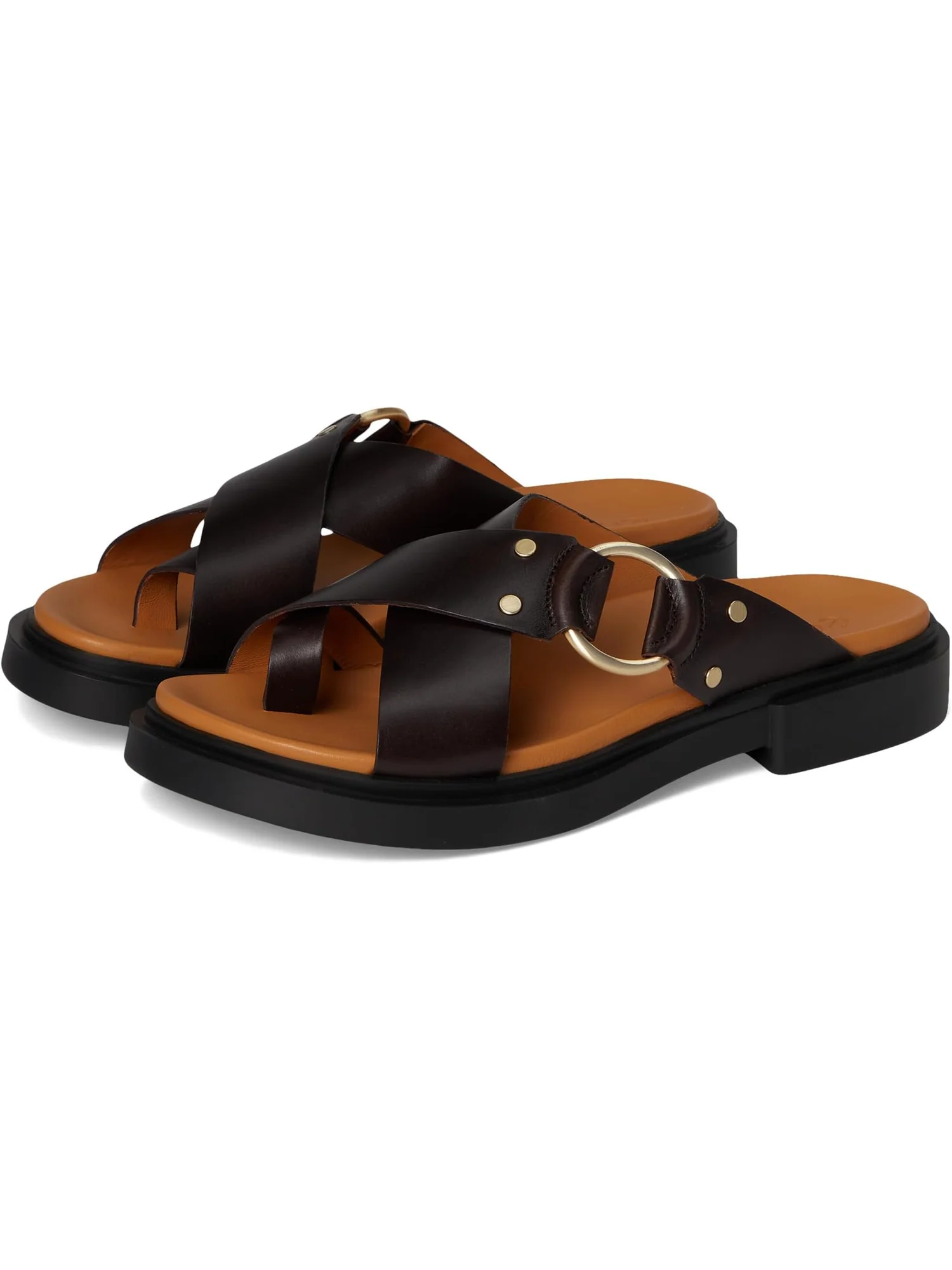 Сандалии ECCO Seoul Toe Post Ring Ornament Slide Sandals — изображение 1 из 7, кофейный