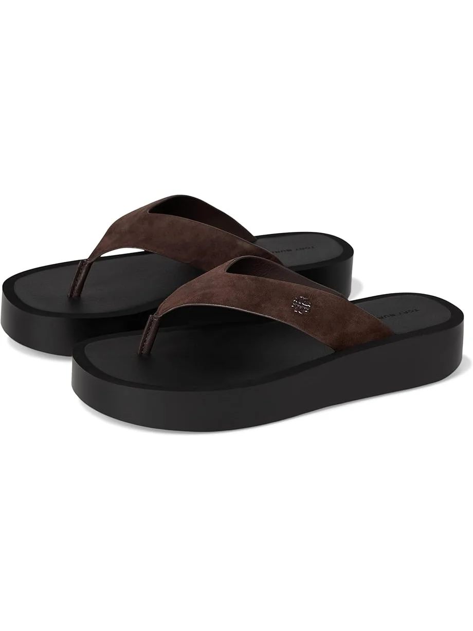 Женские сандалии Tory Burch Leather Platform Flip Flop — изображение 1 из 7, темный/черный