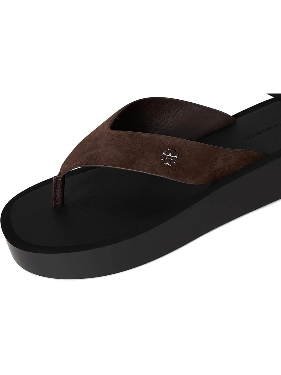 Женские сандалии Tory Burch Leather Platform Flip Flop — изображение 6 из 7, темный/черный