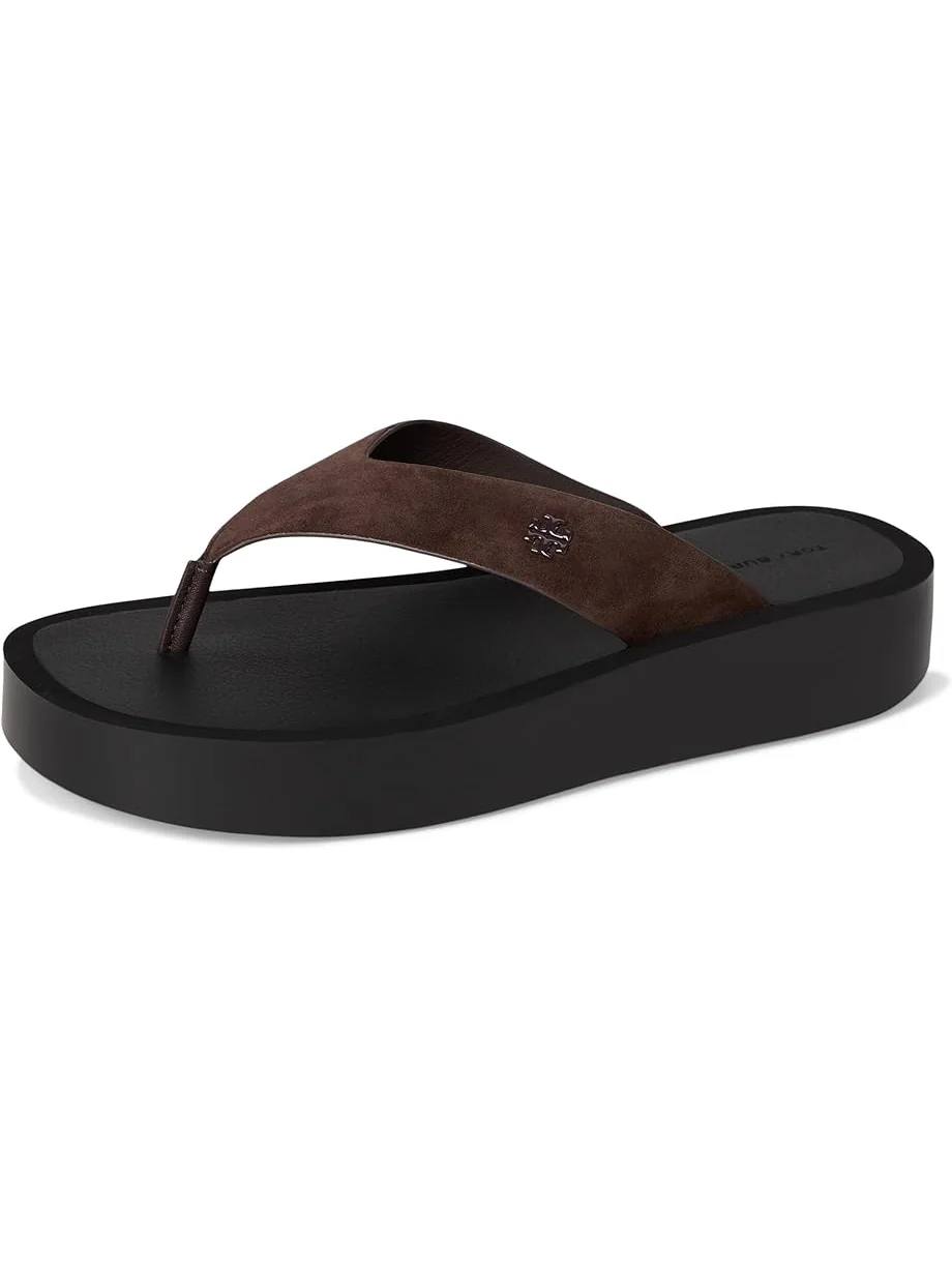 Женские сандалии Tory Burch Leather Platform Flip Flop — изображение 7 из 7, темный/черный