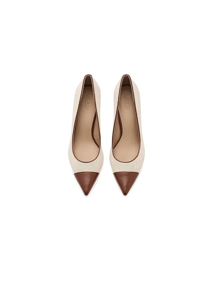 Туфли на каблуке Lanette III Canvas & Leather Lauren Ralph Lauren — изображение 3 из 5, натуральный//бежевый