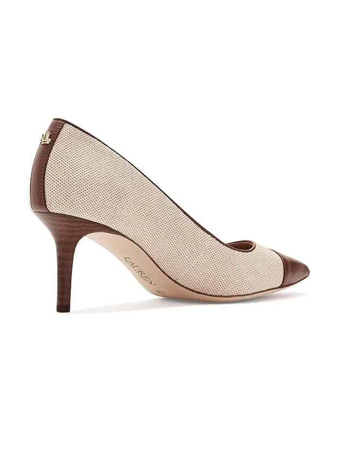 Туфли на каблуке Lanette III Canvas & Leather Lauren Ralph Lauren — изображение 4 из 5, натуральный//бежевый