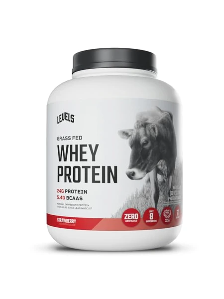 Levels Grass Fed Whey Protein — сывороточный протеин, клубника, 5 фунтов