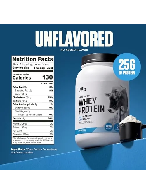 Levels Grass Fed Whey Protein — протеиновый порошок без добавок, 2 фунта — 3