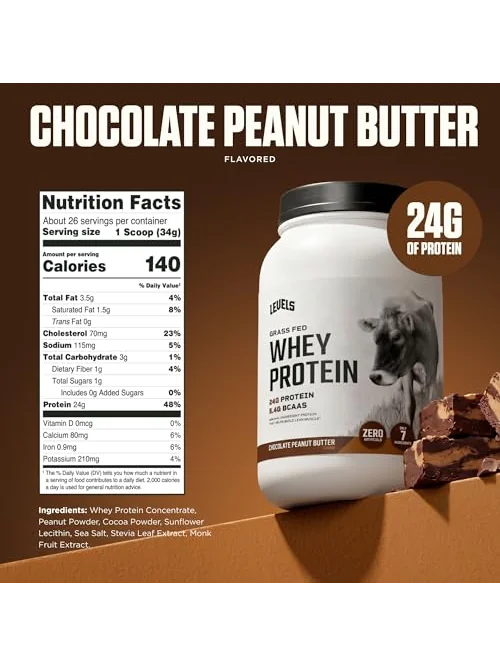 Levels Grass Fed Whey Protein — сывороточный протеин, 2 фунта — 3
