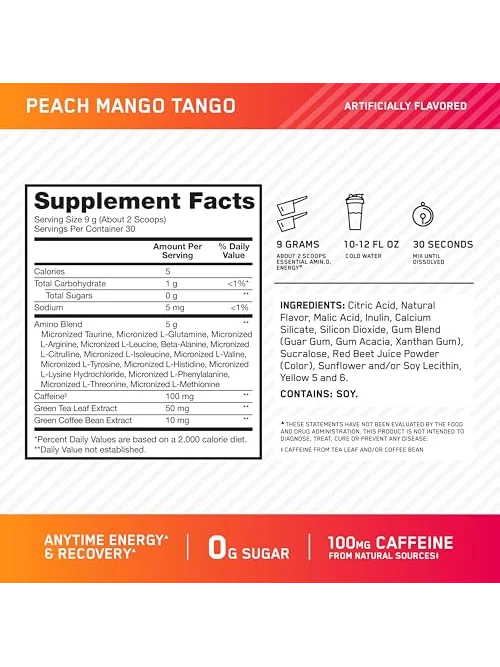 Optimum Nutrition Amino Energy Peach Mango Tango — спортивная добавка — 2