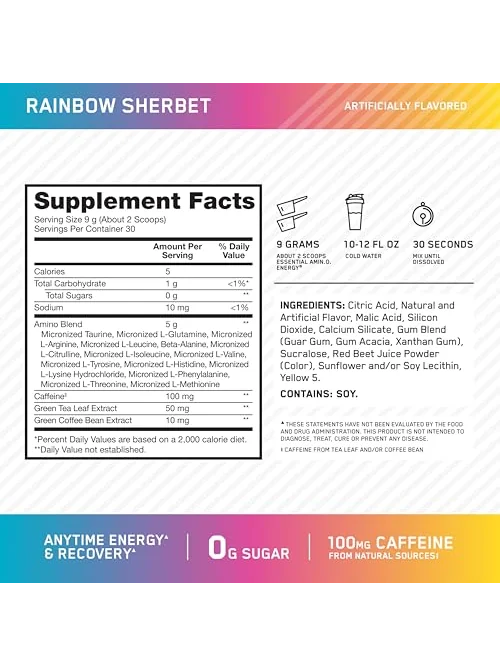 Optimum Nutrition Amino Energy — энергетический порошок с зелёным чаем и BCAA — 2