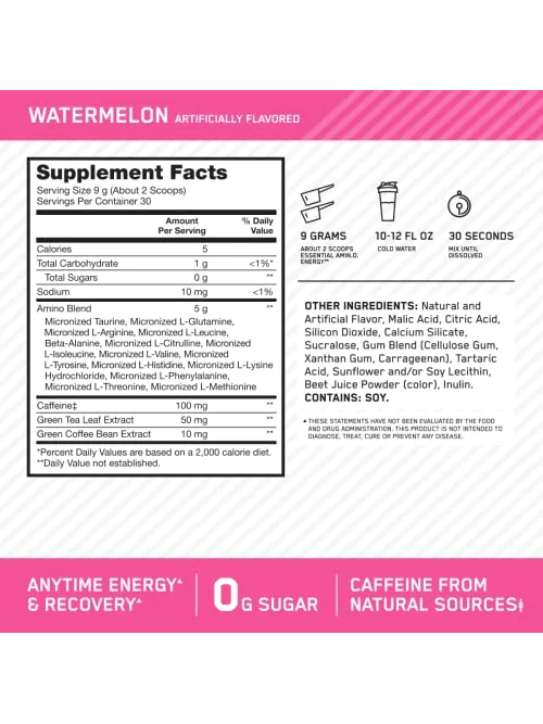 Optimum Nutrition Amino Energy — до тренировки, арбуз, 30 порций — 3