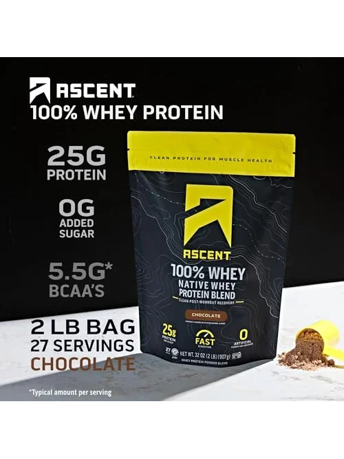 Ascent 100% сывороточный протеин ванильный 2 фунта — 2