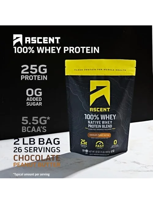Ascent 100% сывороточный протеин ванильный 2 фунта — 2