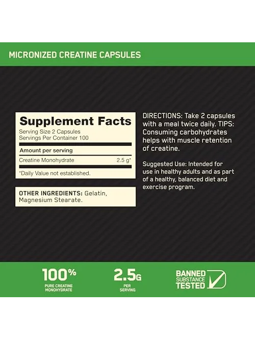 Optimum Nutrition Micronized Creatine — креатин в капсулах — изображение 2 из 6