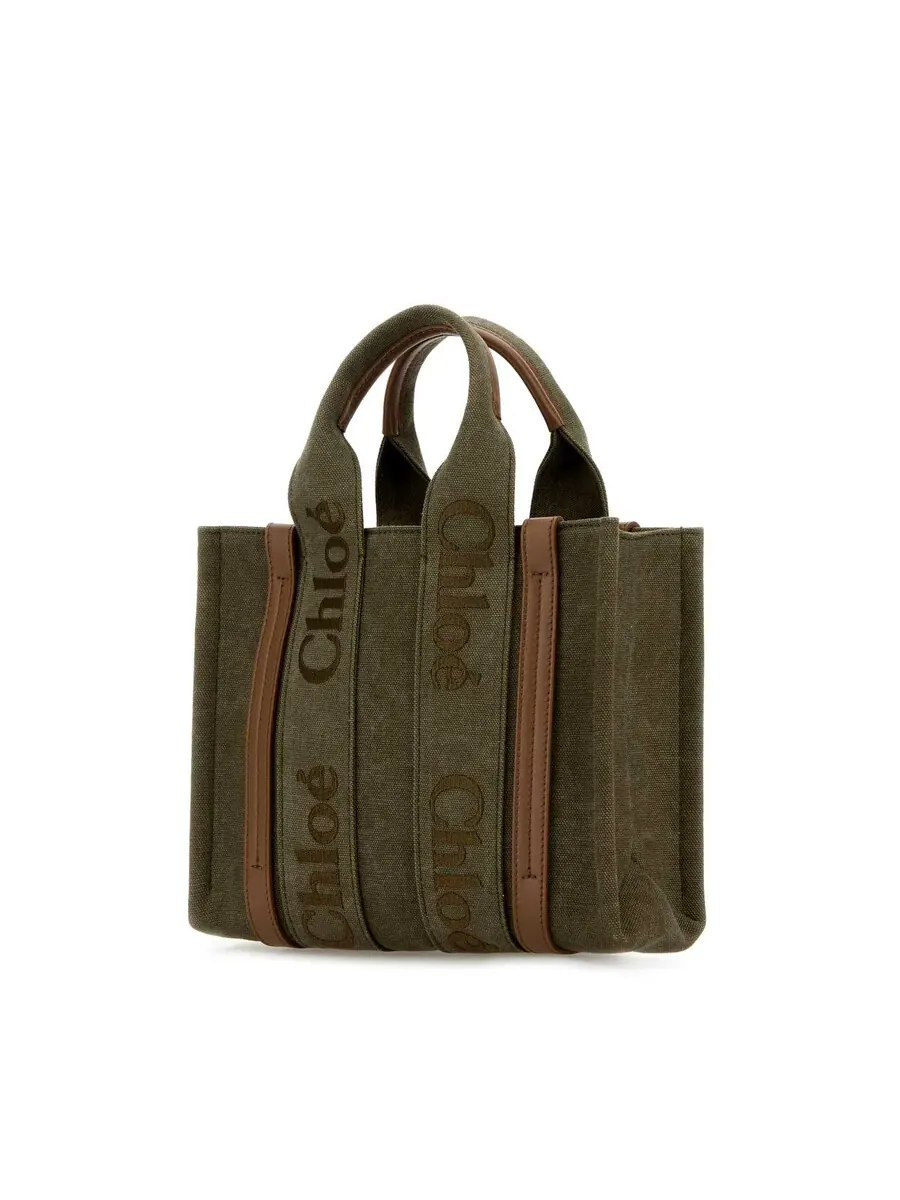 Маленькая сумка для покупок Chloé Canvas Small Woody — изображение 2 из 2, хаки