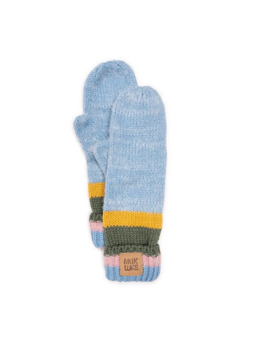 Женские ребристые варежки с рисунком ресниц MUK LUKS, Cornflower marl