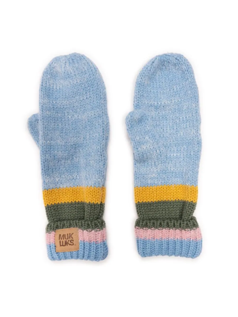 Женские ребристые варежки с рисунком ресниц MUK LUKS, Cornflower marl — изображение 2 из 4