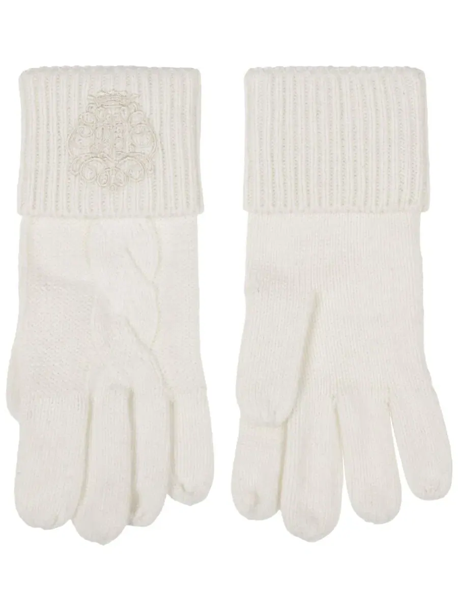 Вязаные перчатки с вышивкой Embroidery Knit Gloves Lauren Ralph Lauren — изображение 2 из 4, бежевый