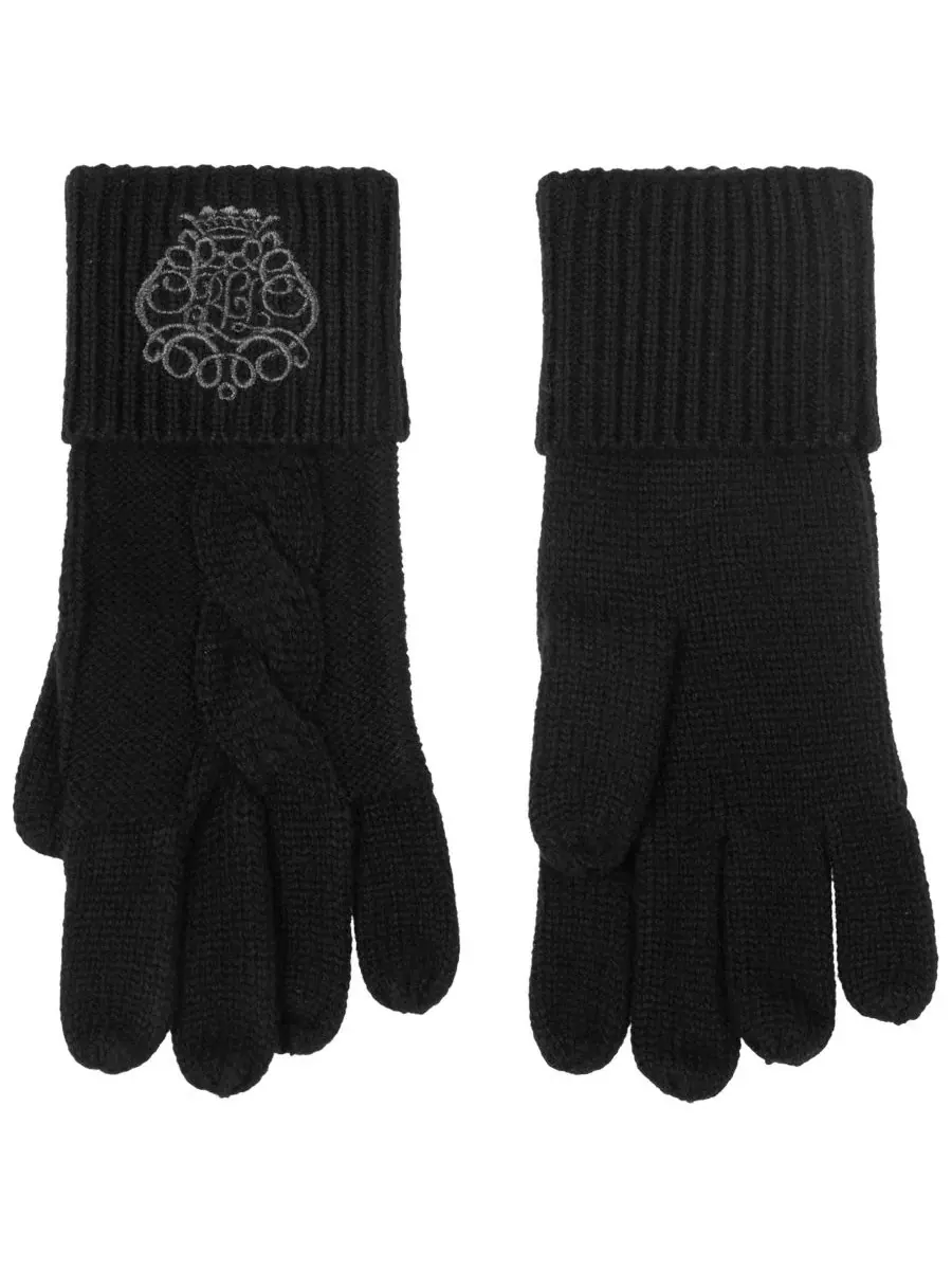 Вязаные перчатки с вышивкой Embroidery Knit Gloves Lauren Ralph Lauren — изображение 2 из 4, черный