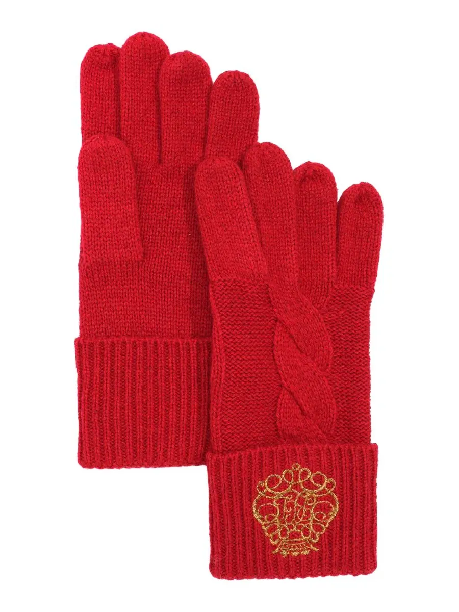 Вязаные перчатки с вышивкой Embroidery Knit Gloves Lauren Ralph Lauren — изображение 2 из 4, красный